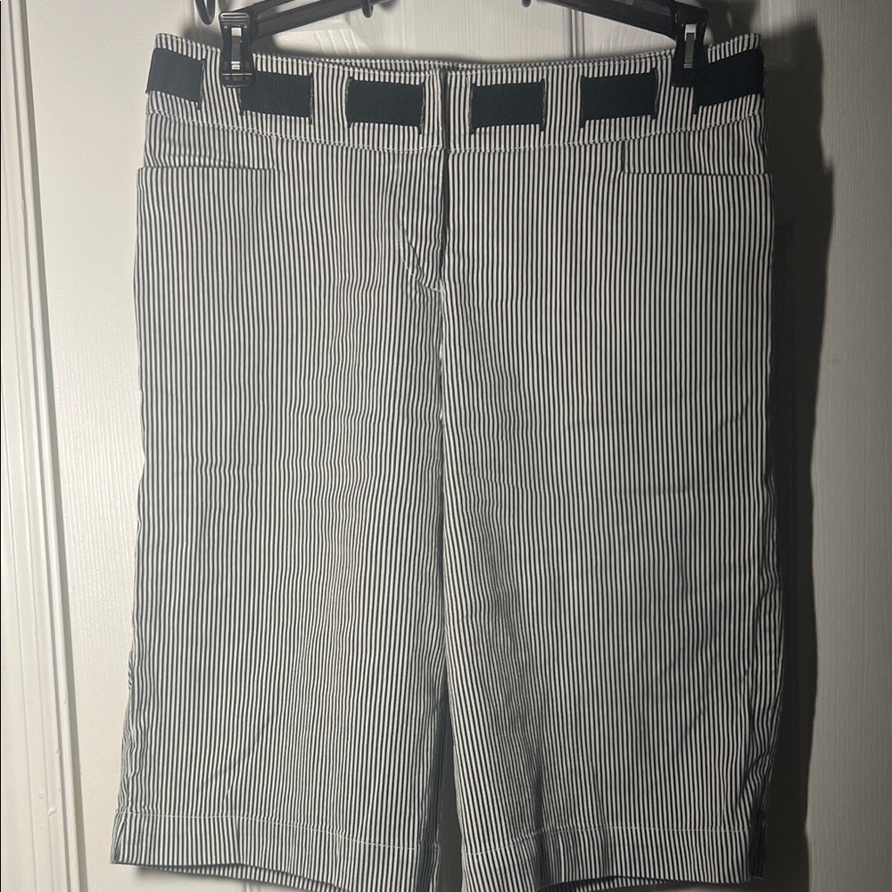 INC International Concepts Women's Black and White Striped Bermudas